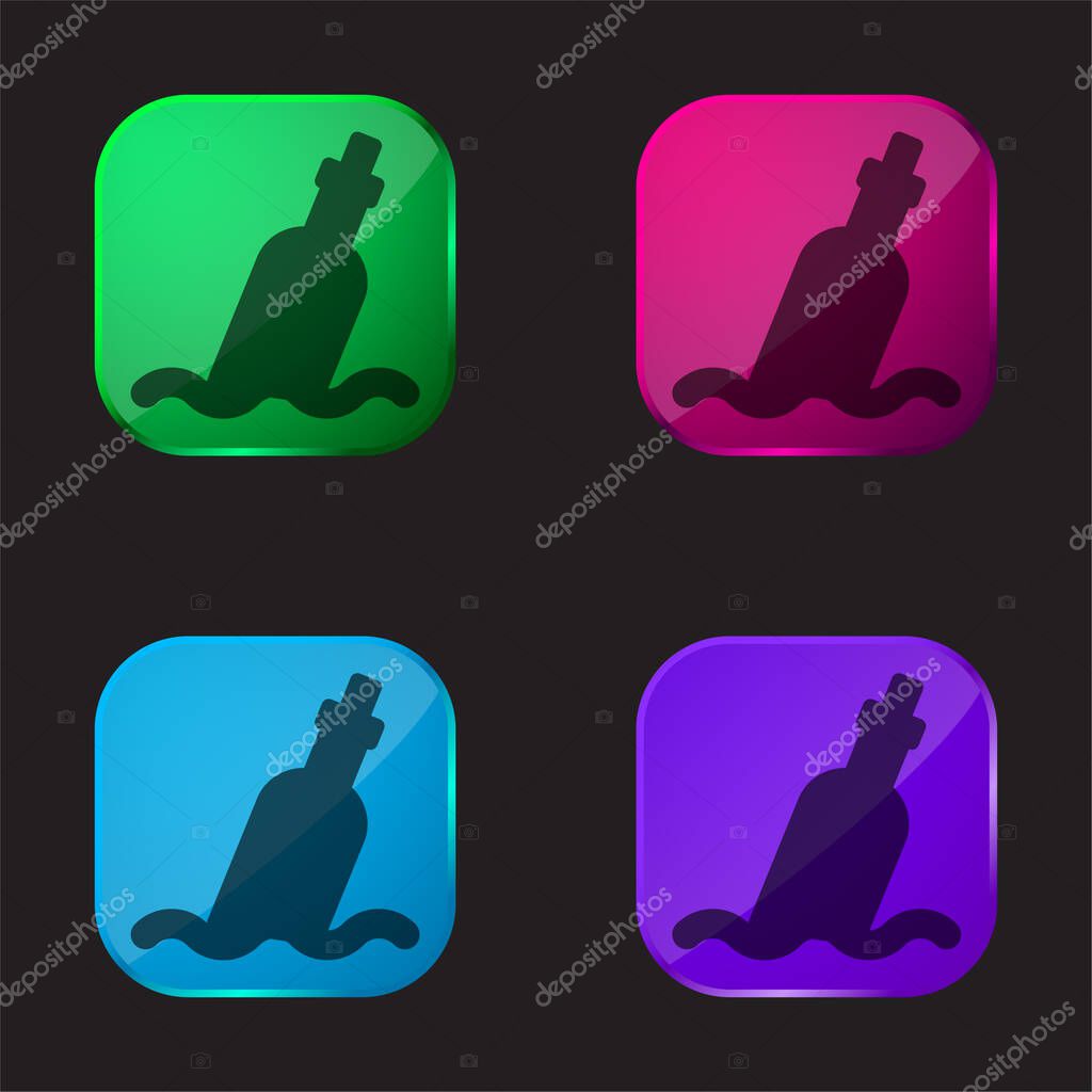 Bottle four color glass button icon