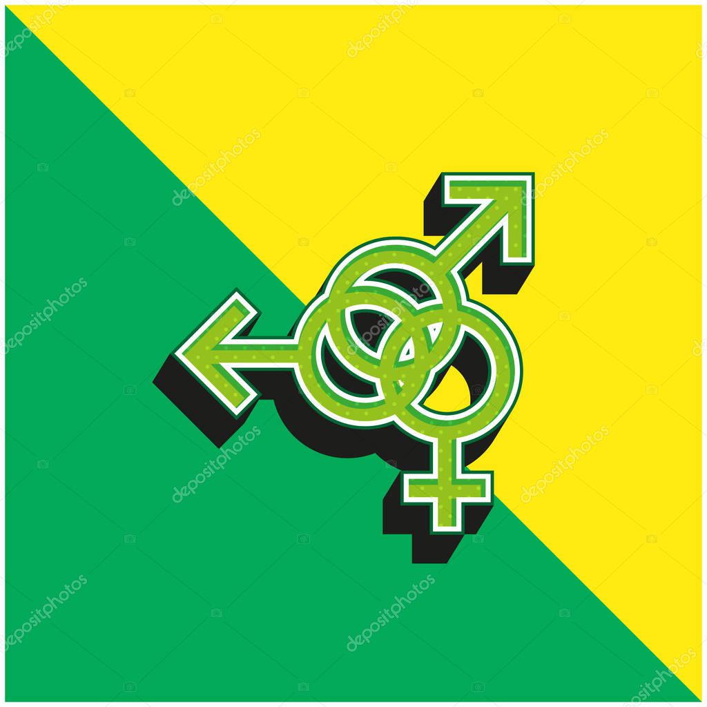 Bisexual Green and yellow modern 3d vector icon logo
