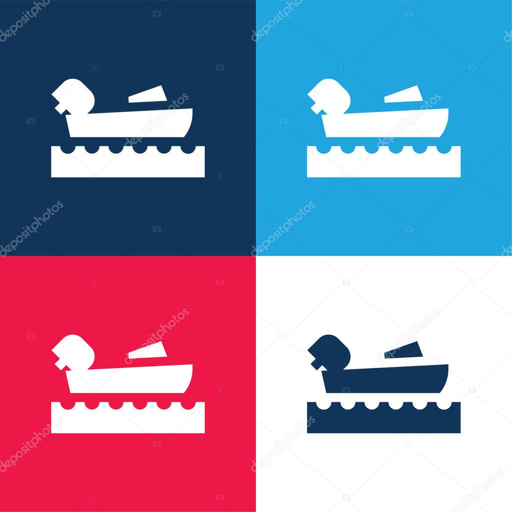 Nautica blu e rosso quattro colori set di icone minime