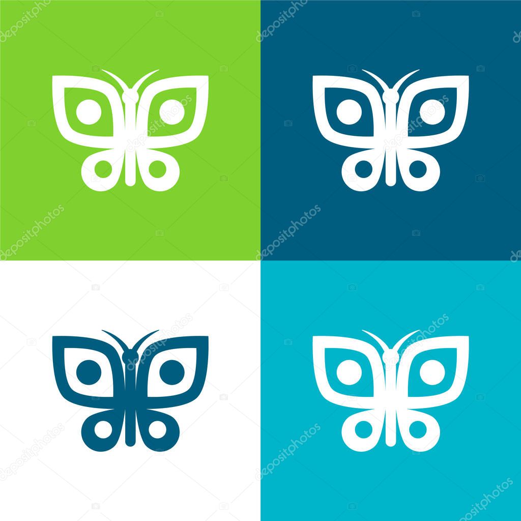 Big Butterfly Flat four color minimal icon set