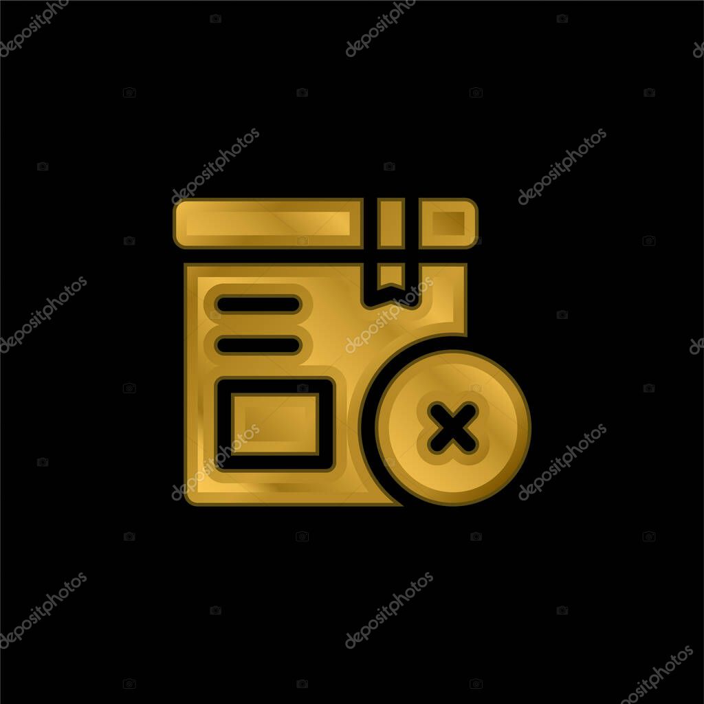 Box gold plated metalic icon or logo vector