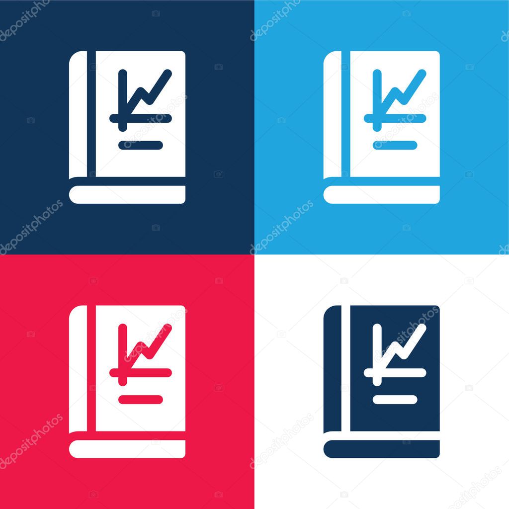 Book blue and red four color minimal icon set