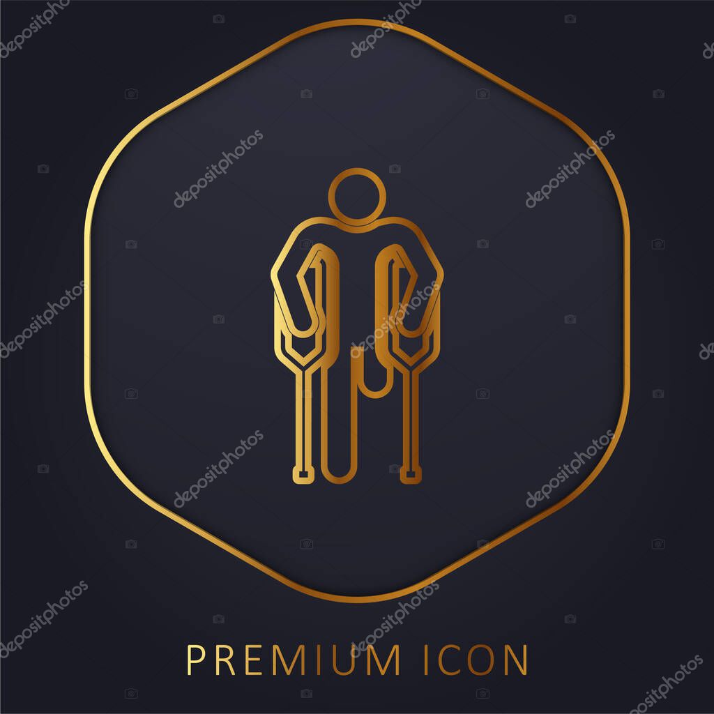 Amputee golden line premium logo or icon