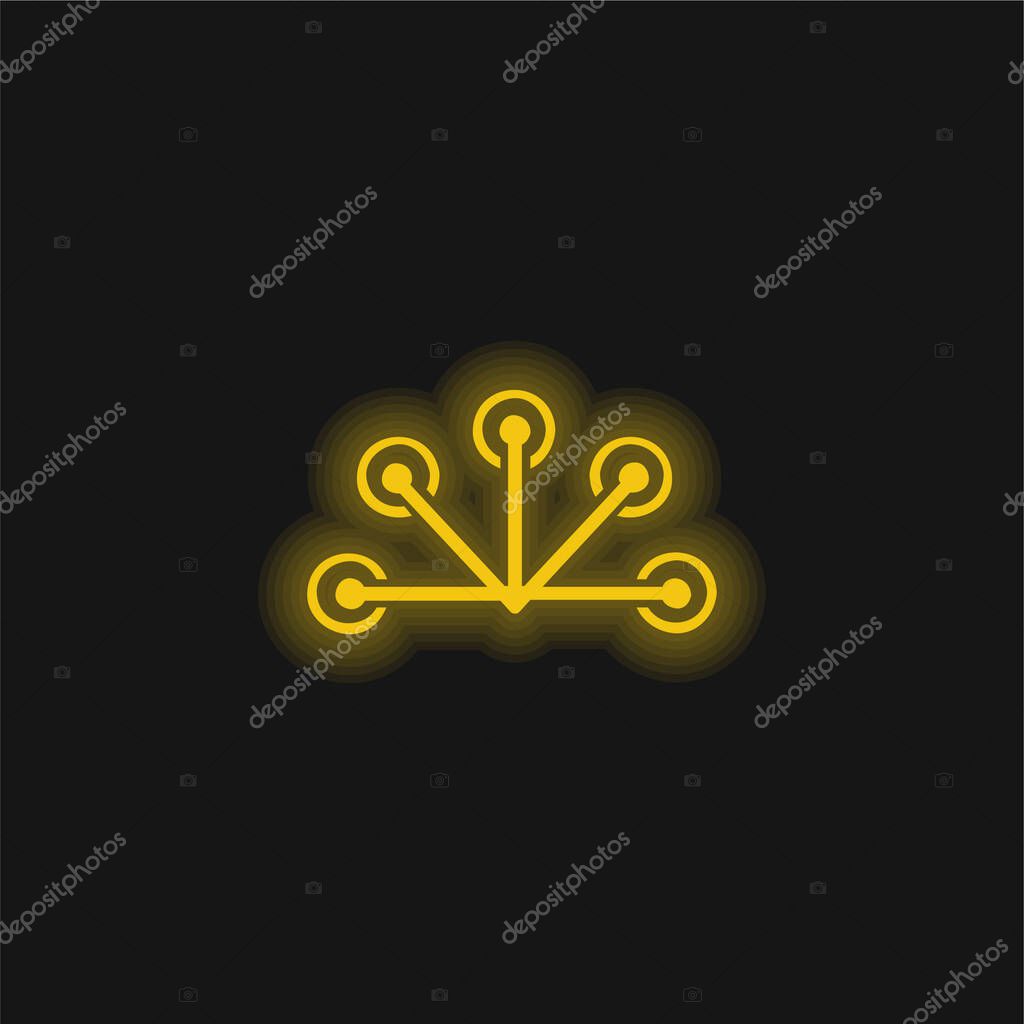 Antenna yellow glowing neon icon