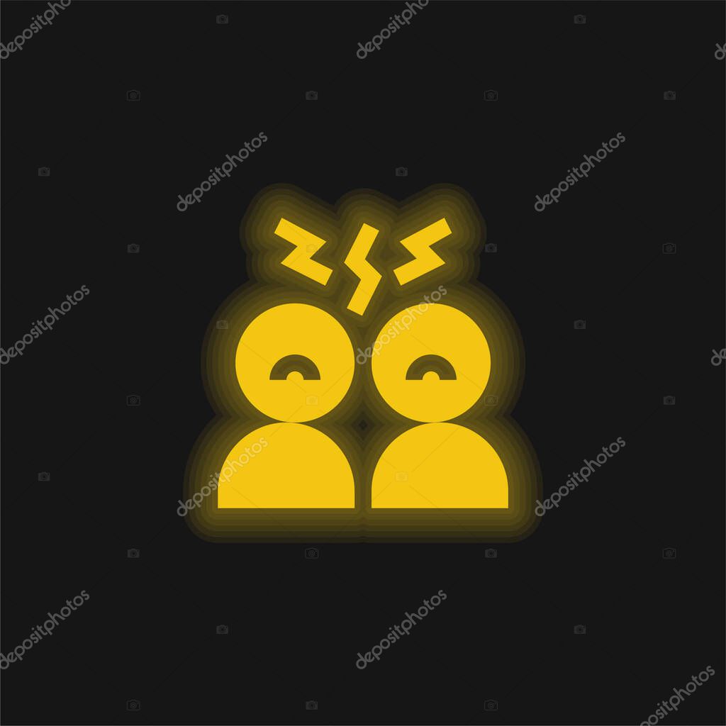 Angry yellow glowing neon icon