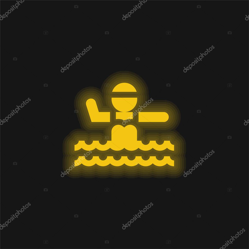 Aquagym yellow glowing neon icon