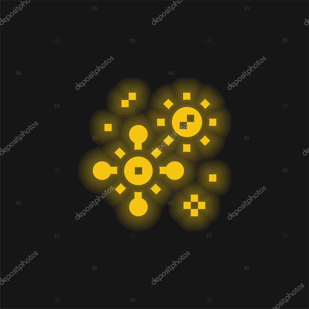 Bacterium yellow glowing neon icon