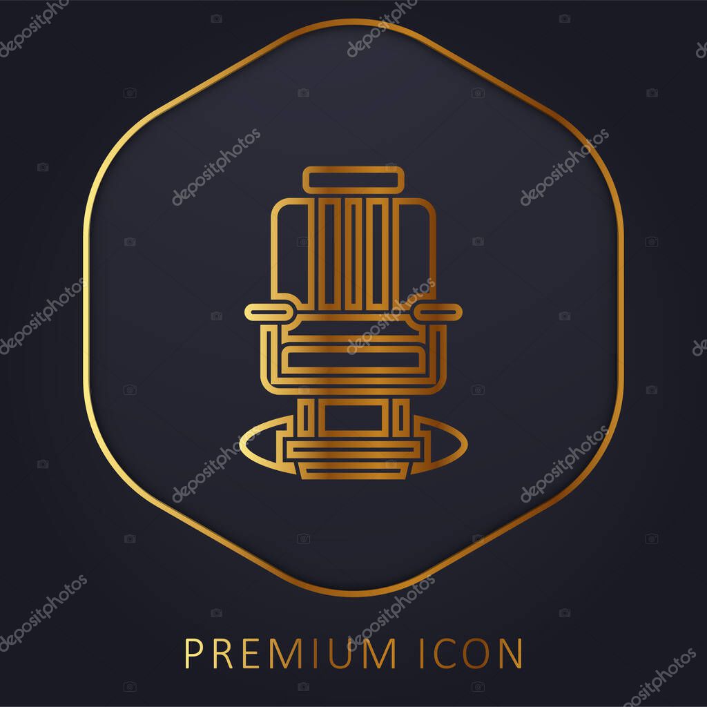 Barber golden line premium logo or icon