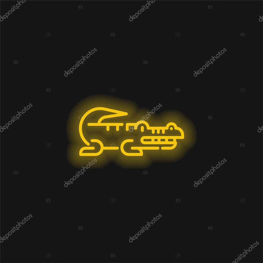 Alligator yellow glowing neon icon