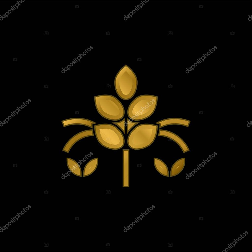 Agronomy gold plated metalic icon or logo vector