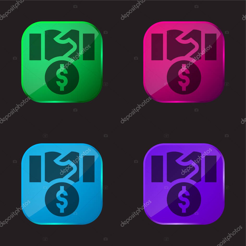 Bribery four color glass button icon