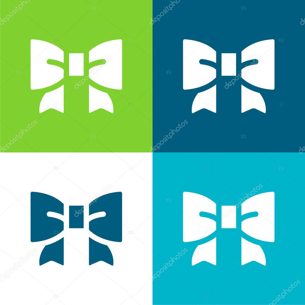 Bow Flat four color minimal icon set