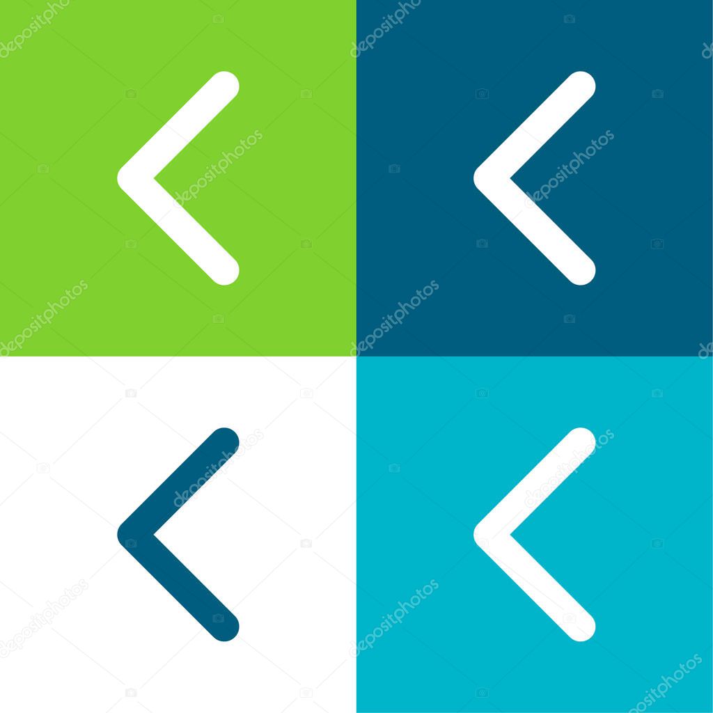 Arrowhead Thin Outline To The Left Flat four color minimal icon set