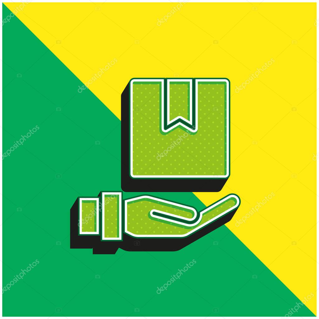 Box Green and yellow modern 3d vector icon logo