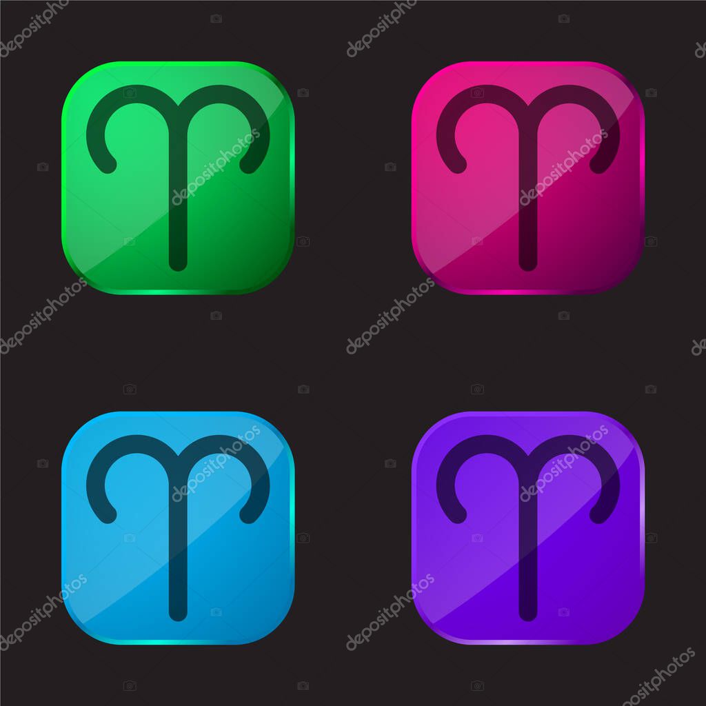 Aries Symbol four color glass button icon