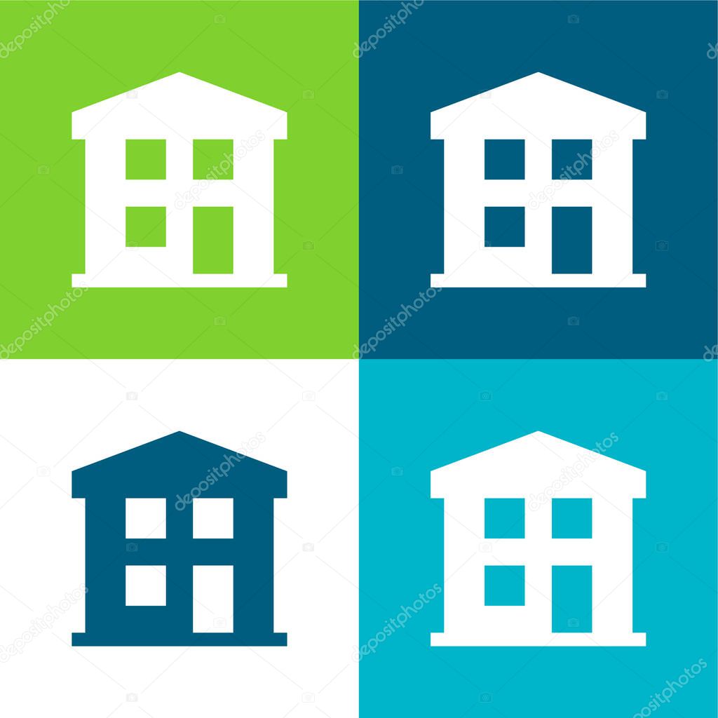 Apartment Flat four color minimal icon set