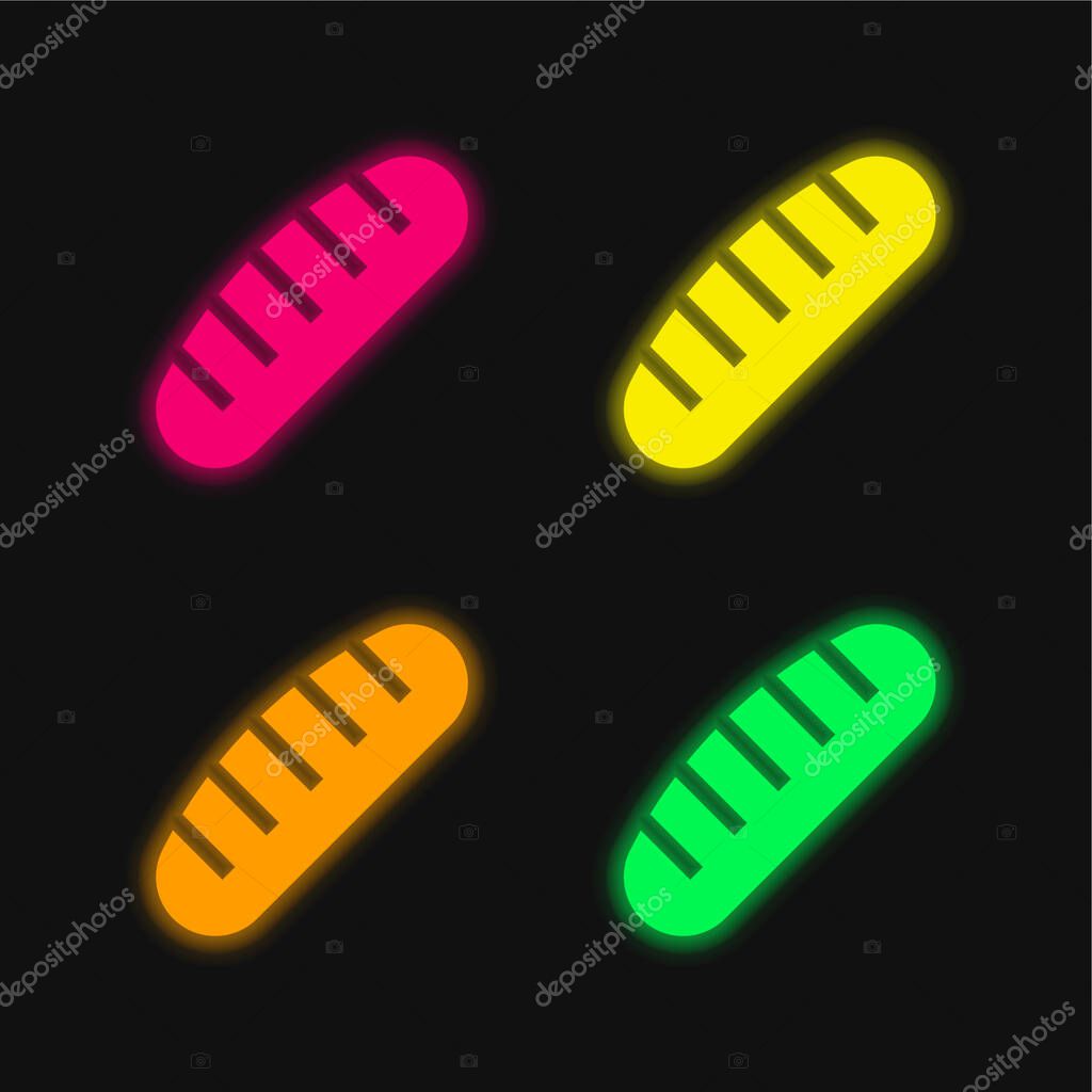 Bread four color glowing neon vector icon