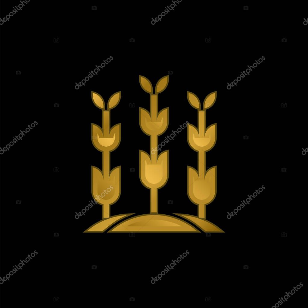 Agriculture gold plated metalic icon or logo vector