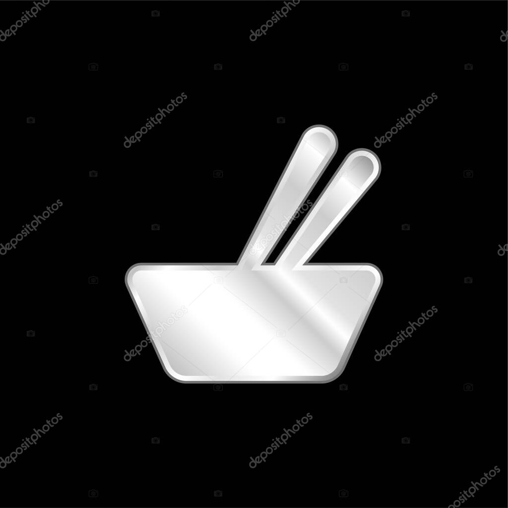 Bowl And Chopsticks silver plated metallic icon