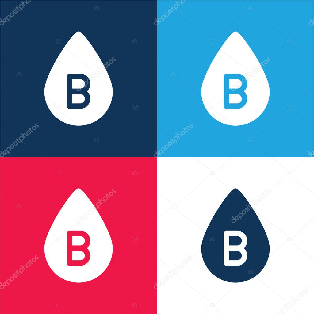 B Blood Type blue and red four color minimal icon set