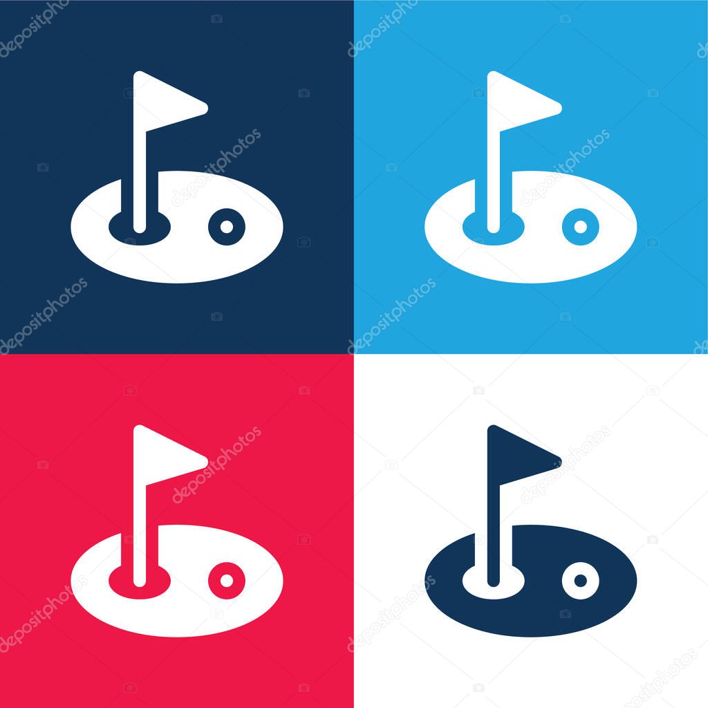 Birdie blue and red four color minimal icon set