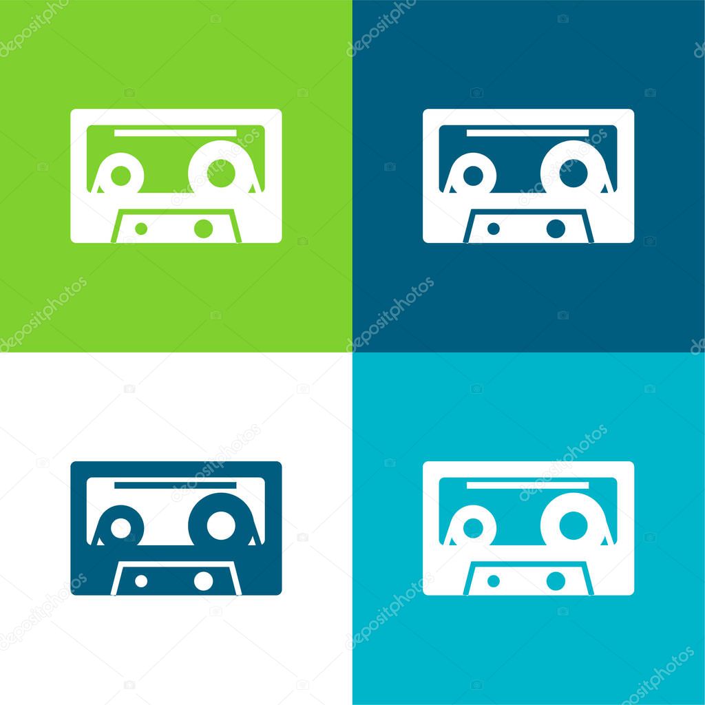 Audio Cassette Flat four color minimal icon set