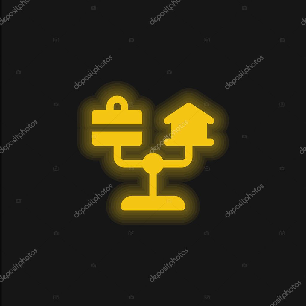 Balance yellow glowing neon icon