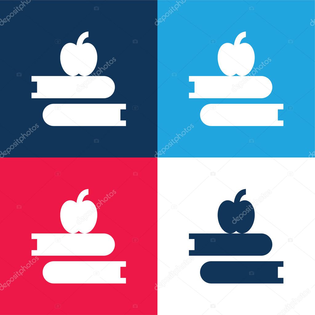 Books blue and red four color minimal icon set