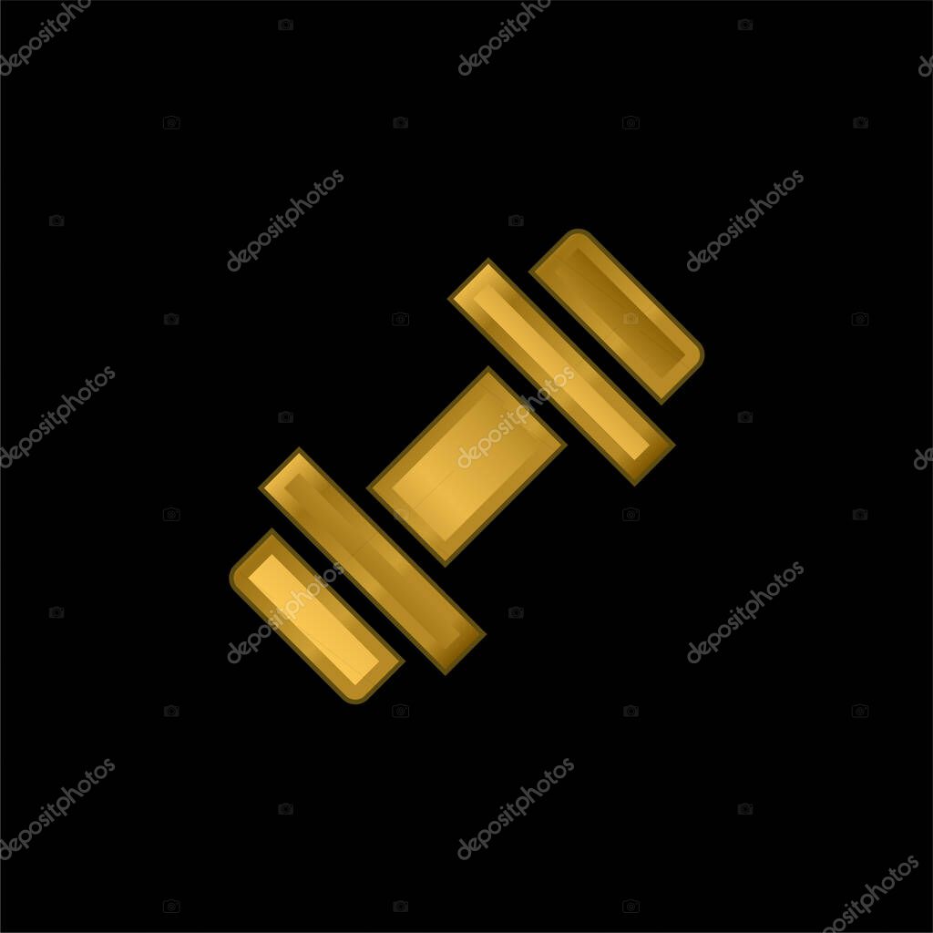 Barbell gold plated metalic icon or logo vector