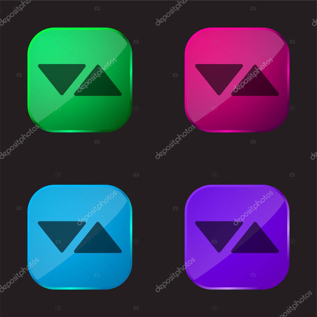 Arrows Triangles Pointing To Opposite Sides four color glass button icon