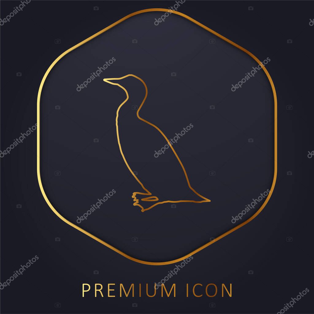Bird Loon Shape golden line premium logo or icon
