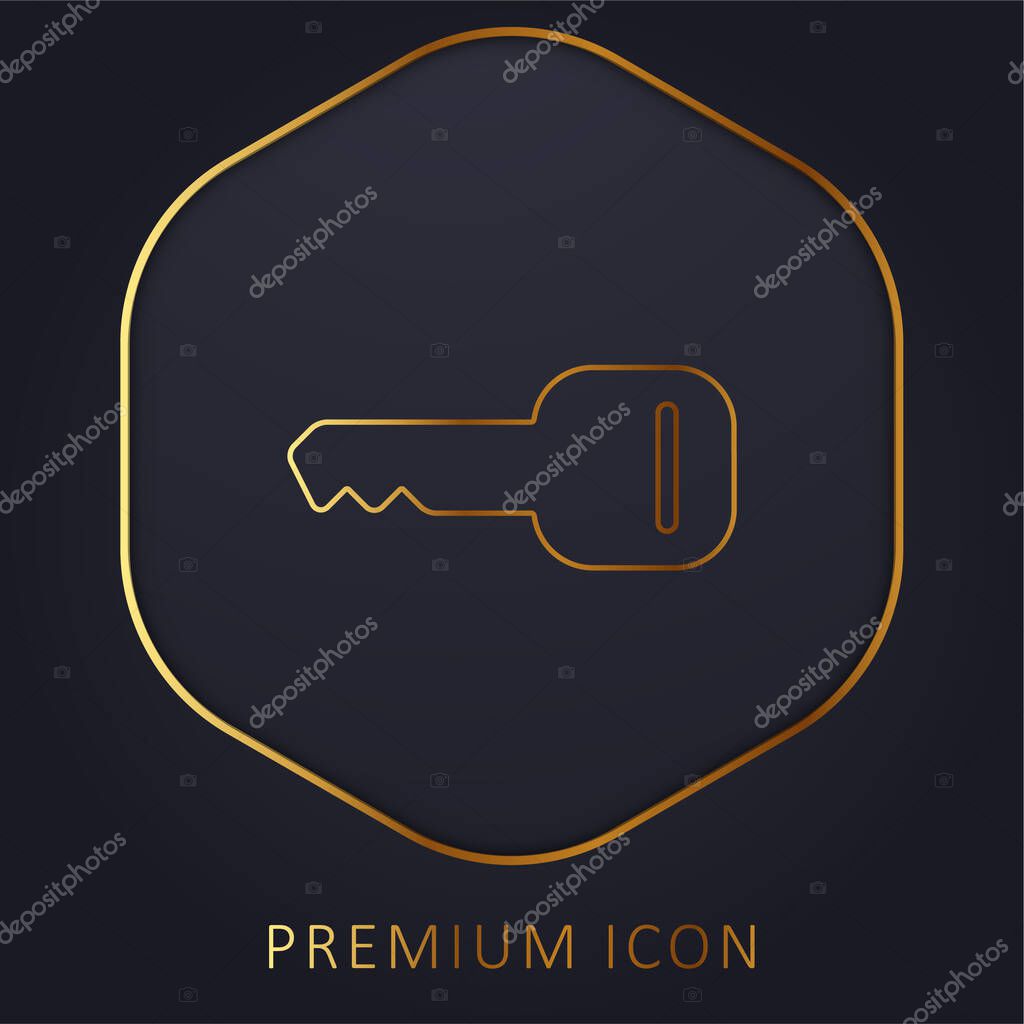 Black Key Horizontal Shape golden line premium logo or icon