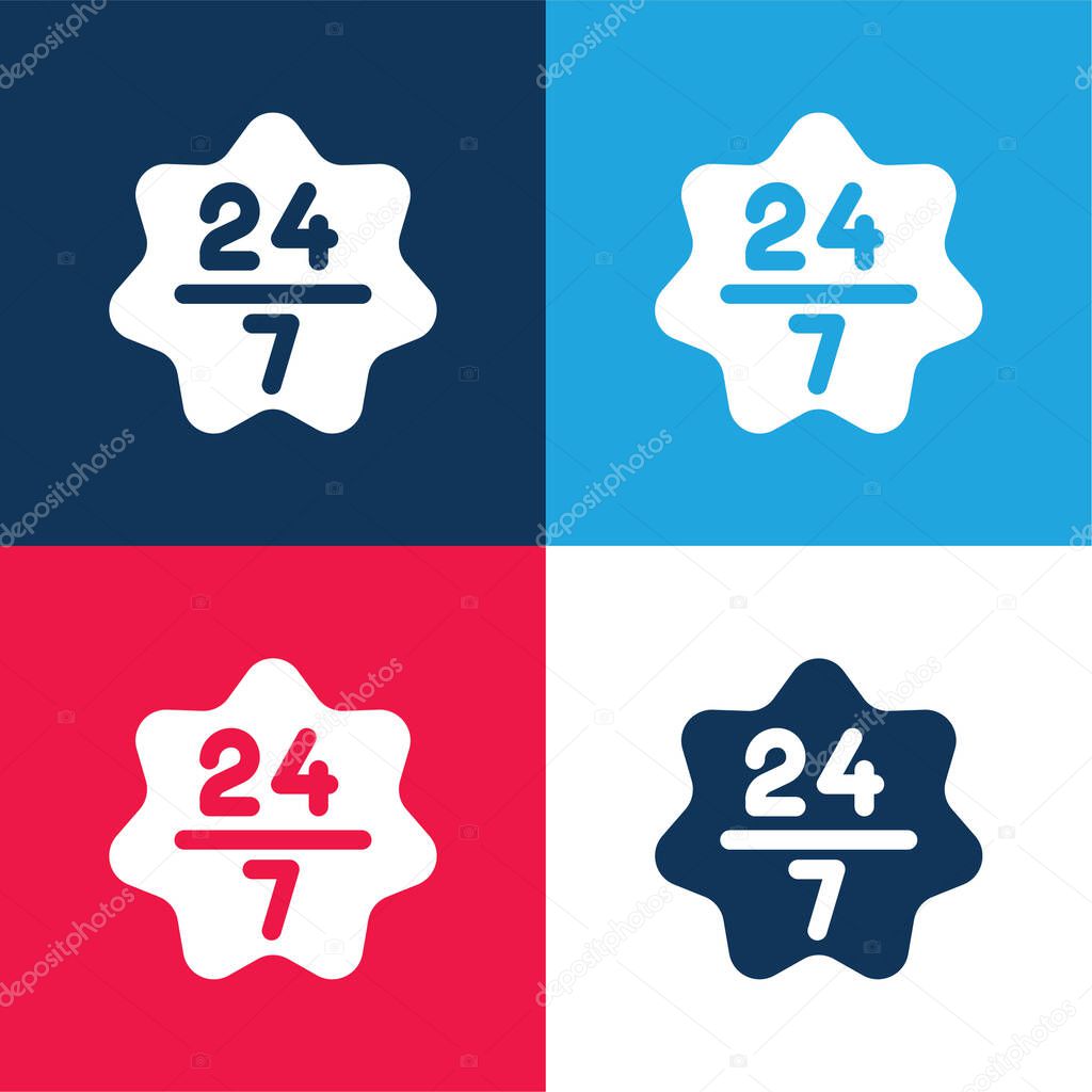 24/7 blue and red four color minimal icon set