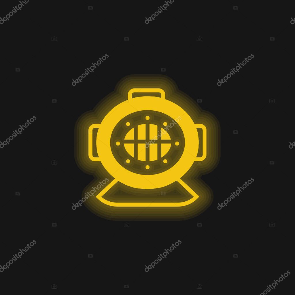 Aqualung yellow glowing neon icon