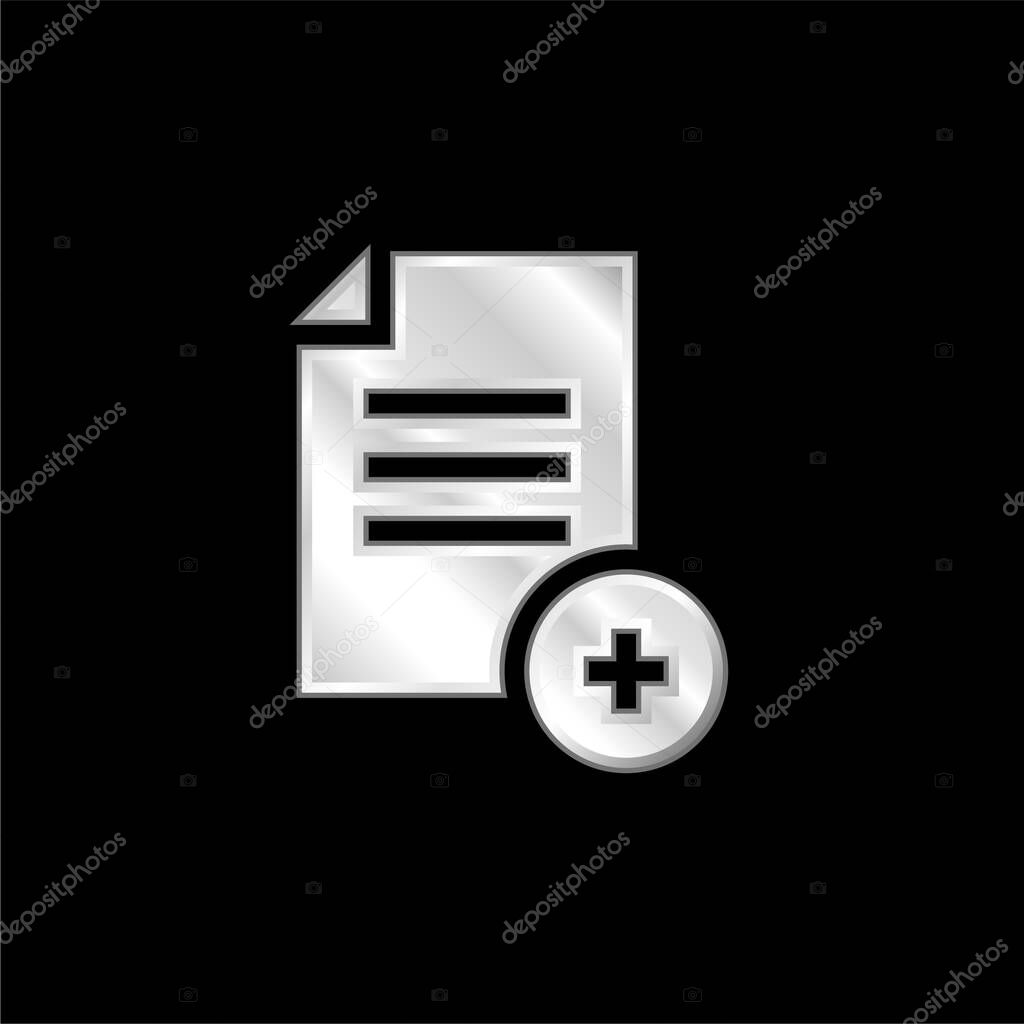 Add File silver plated metallic icon