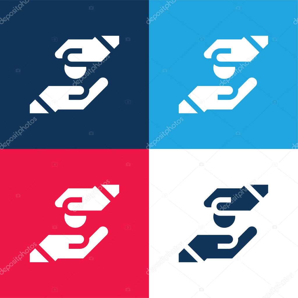 Alms blue and red four color minimal icon set