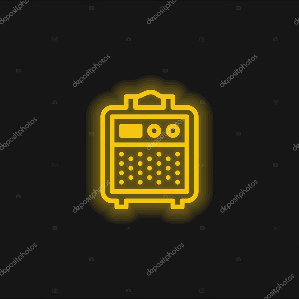 Amplifier yellow glowing neon icon