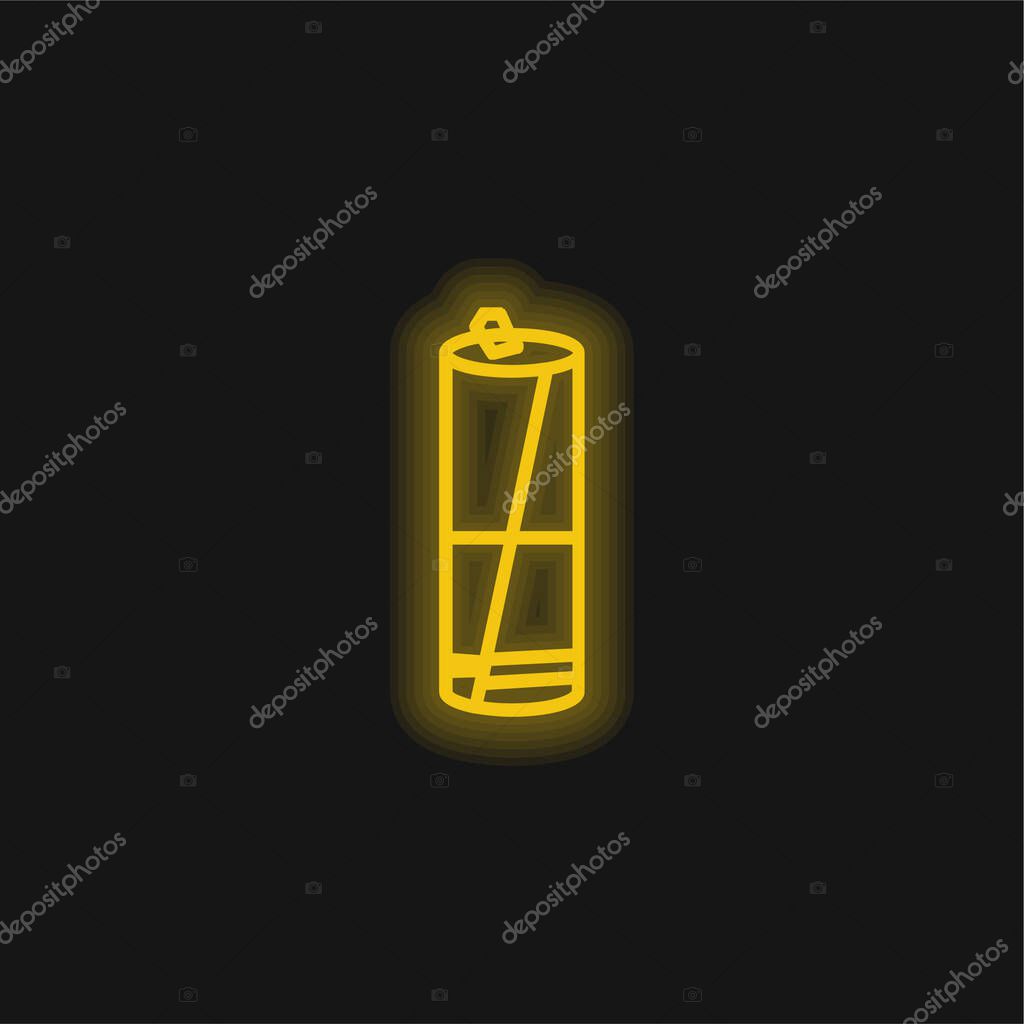 Battery Variant In Black And White yellow glowing neon icon