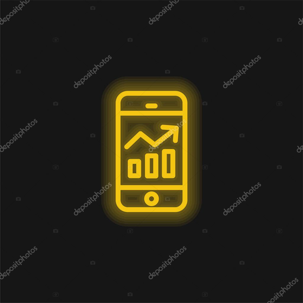 Analytics yellow glowing neon icon