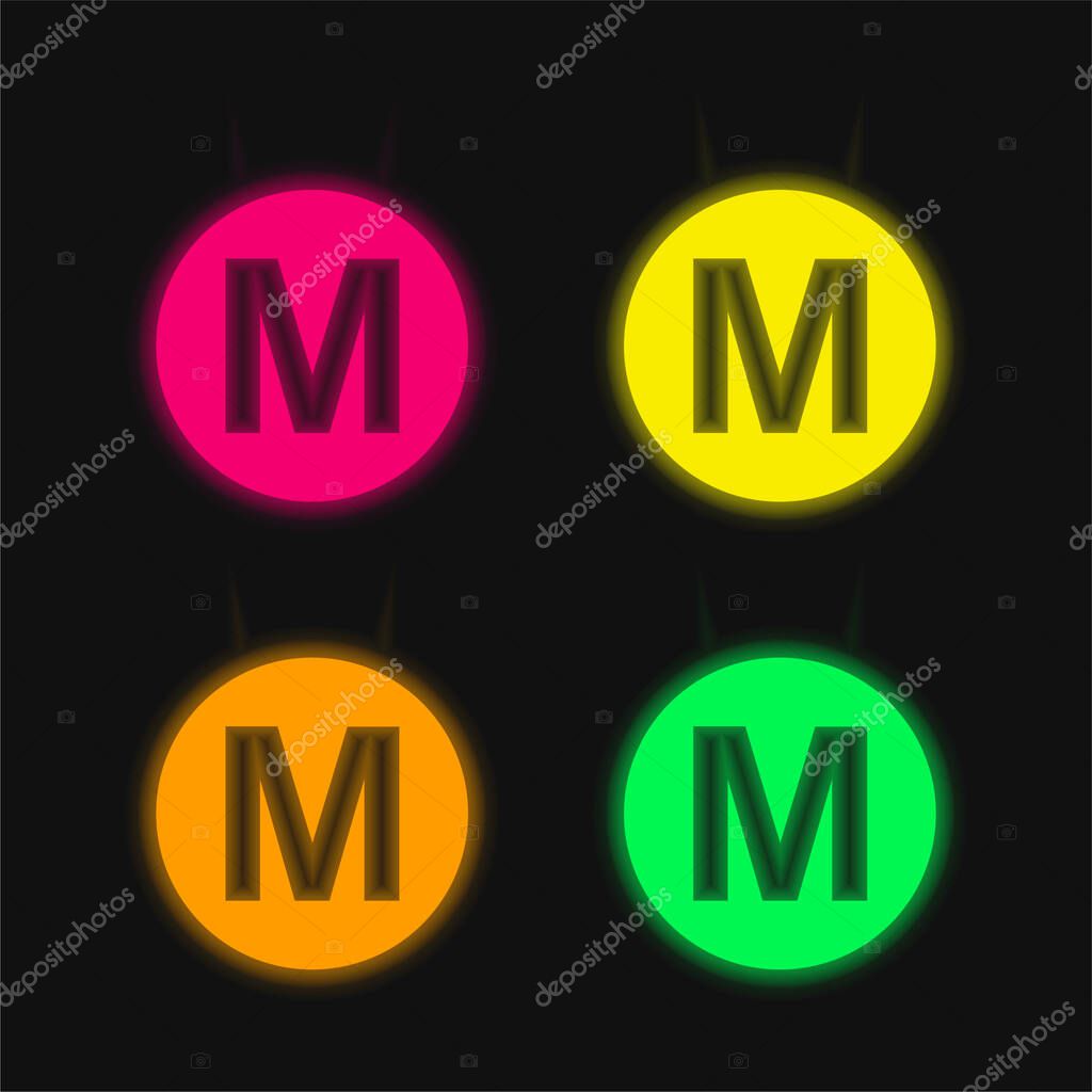 Baltimore Metro Logo Symbol four color glowing neon vector icon