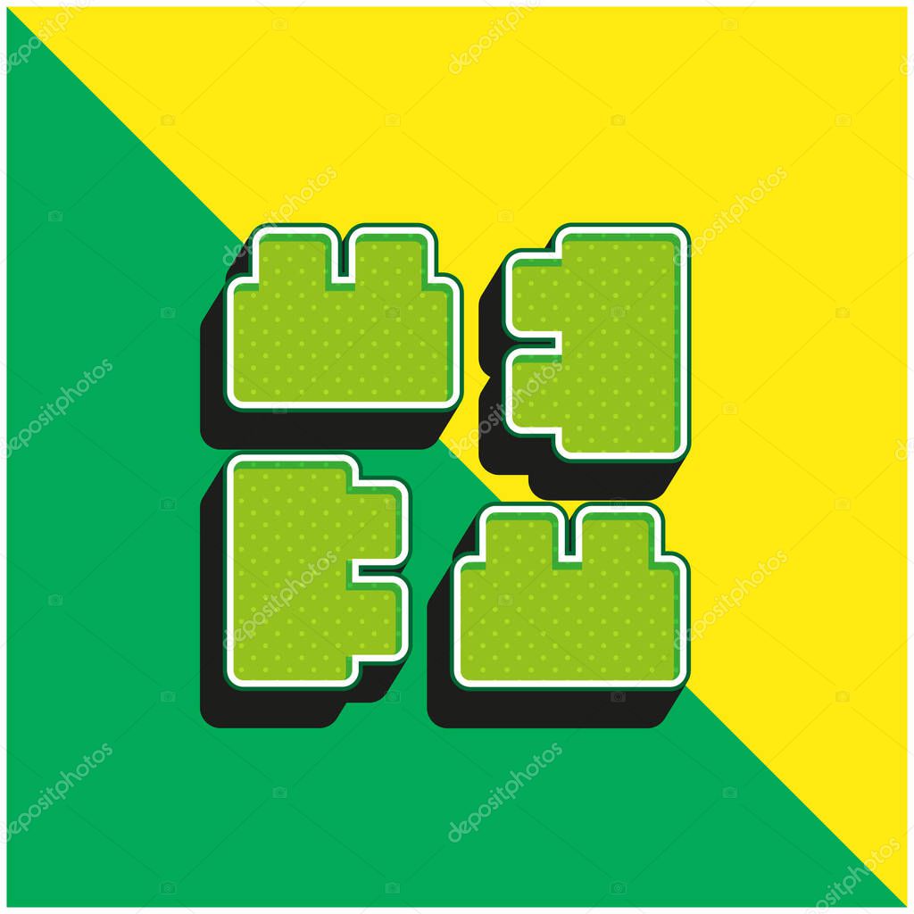 Blocks Green and yellow modern 3d vector icon logo
