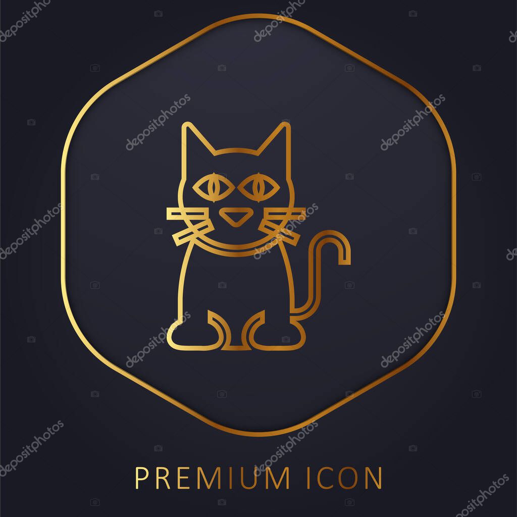 Black Cat golden line premium logo or icon
