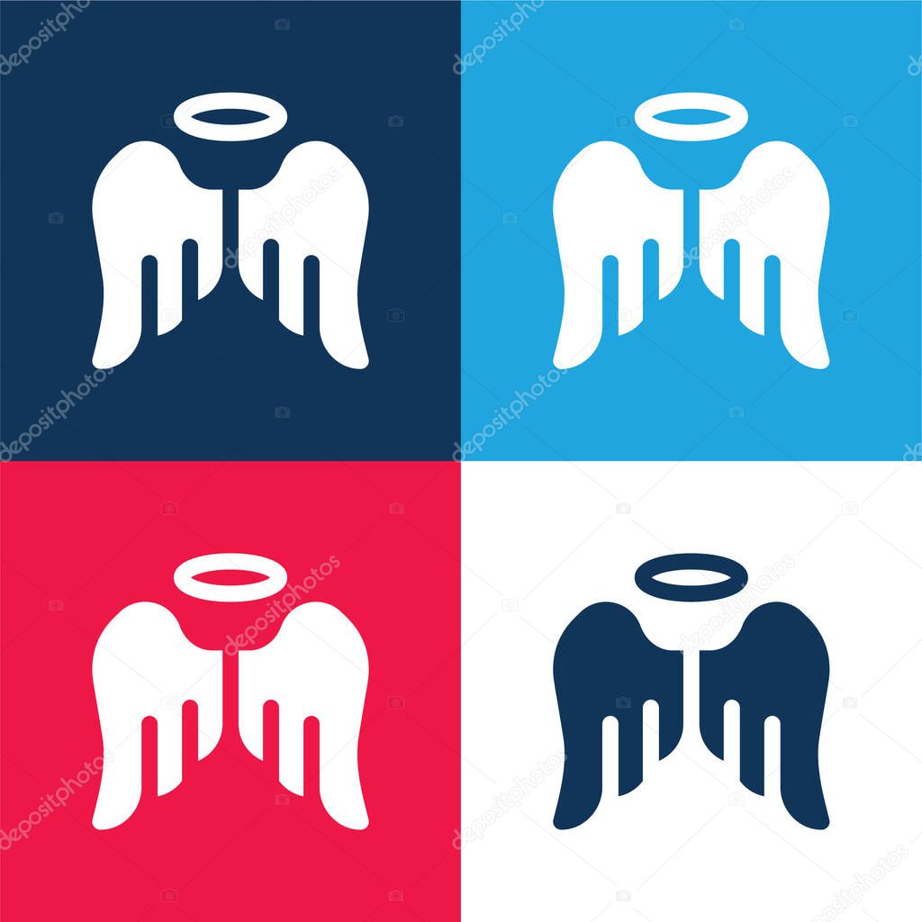 Angel blue and red four color minimal icon set