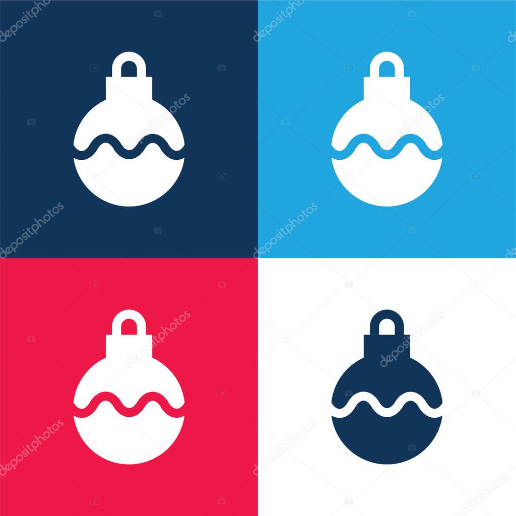 Bauble blue and red four color minimal icon set
