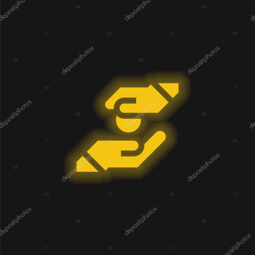 Alms yellow glowing neon icon