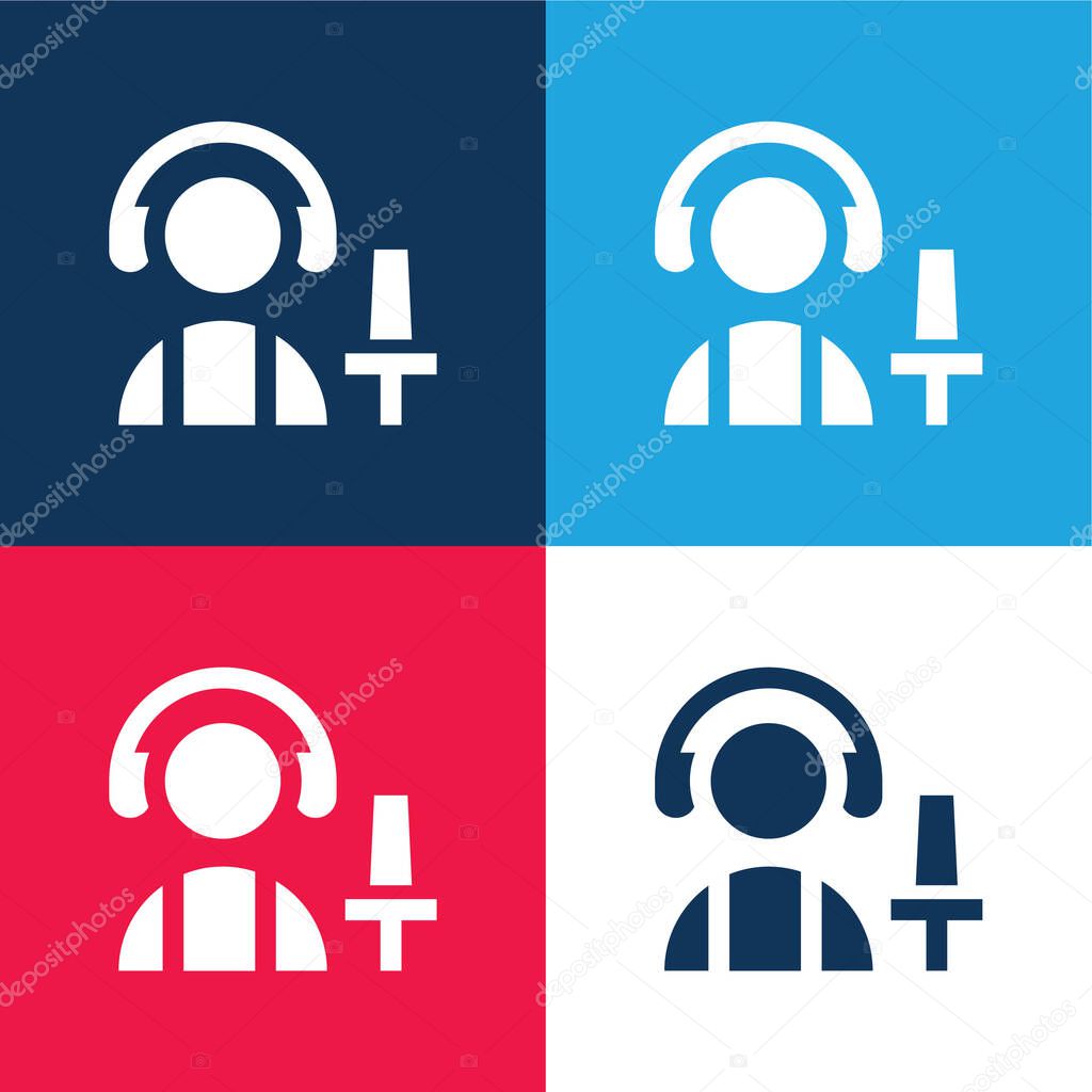 Aircraft blue and red four color minimal icon set