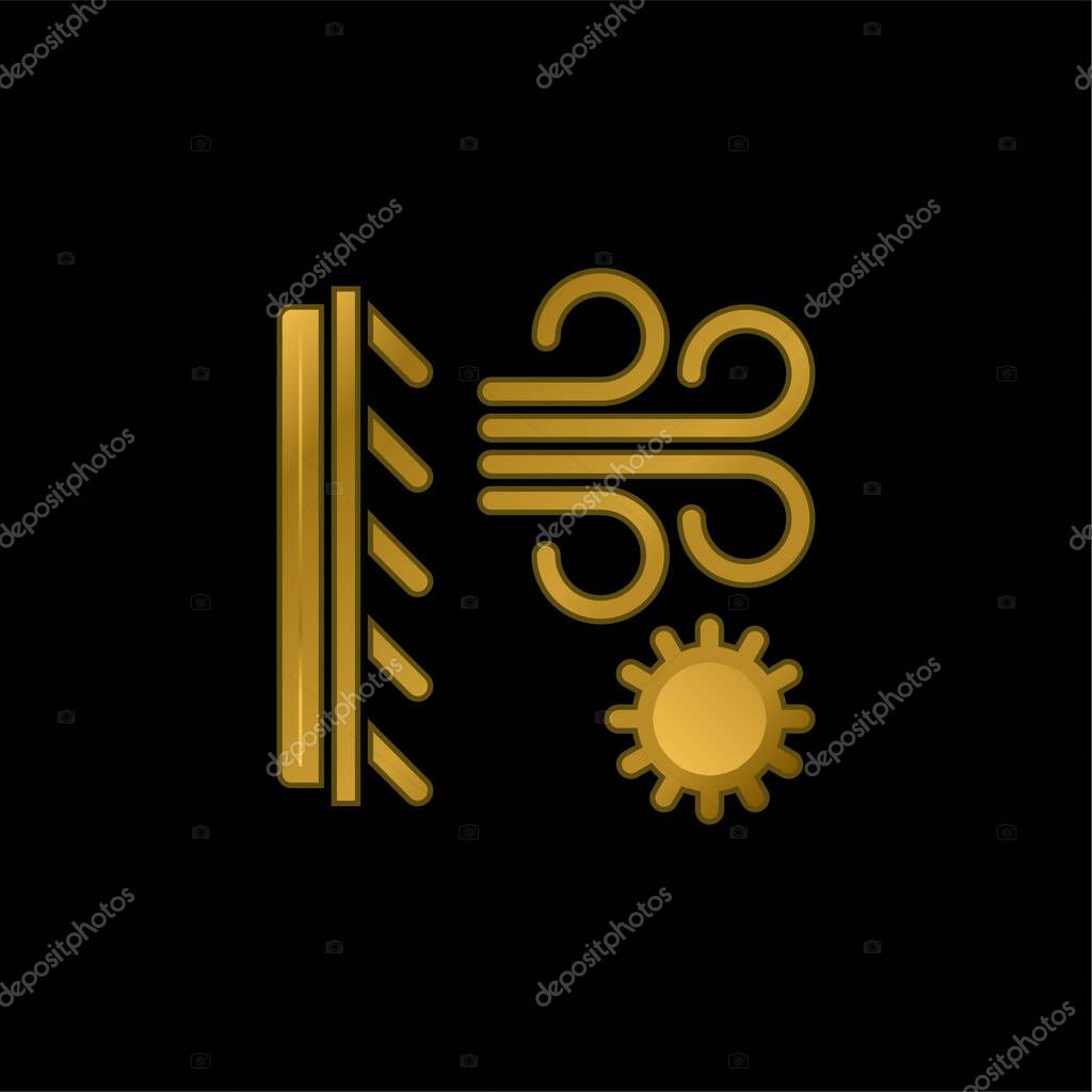 Air Conditioner gold plated metalic icon or logo vector