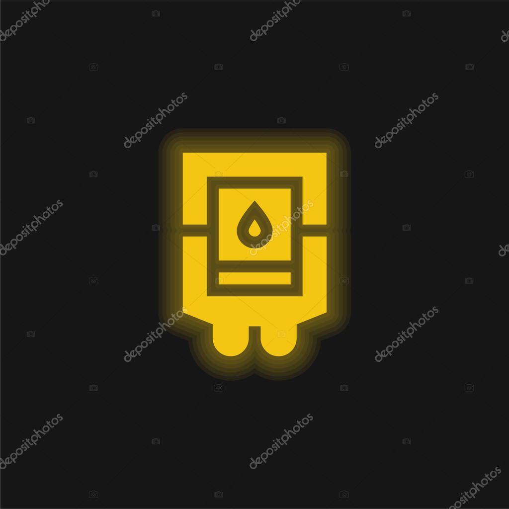 Blood Bag yellow glowing neon icon