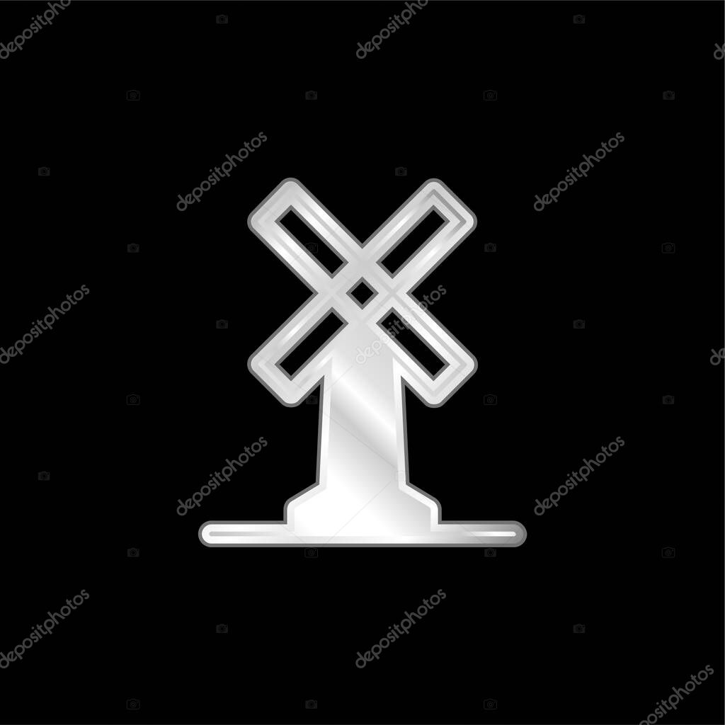 Big Windmill silver plated metallic icon