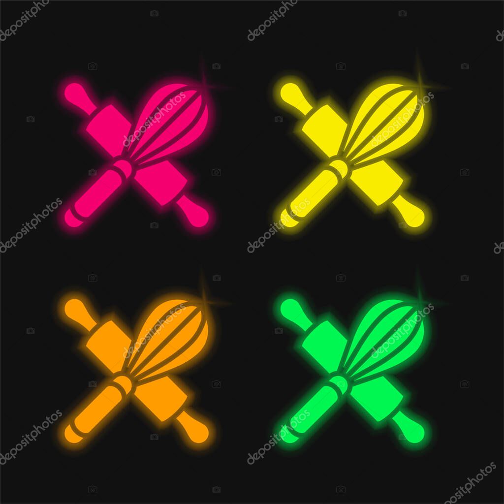 Baking four color glowing neon vector icon